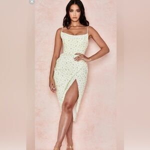 House of CB Daniella Lemon Floral Balcony Corset Dress